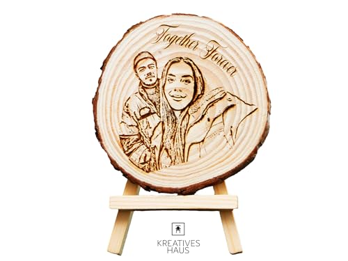 Tree Disc with Photo,Text,Logo Engraving - Real Natural Wood - Tree Slice Engraved -Personalized Gift,Gift for Anniversaries, Birthdays, Congratulations von Generic