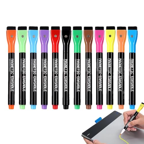 Trocken abwischbare , trocken abwischbare Marker mit feiner Spitze - Whiteboard-Marker, magnetischer trocken abwischbarer Marker, Marker mit trockenem Radiergummi für Schreibtische, bo von Generic
