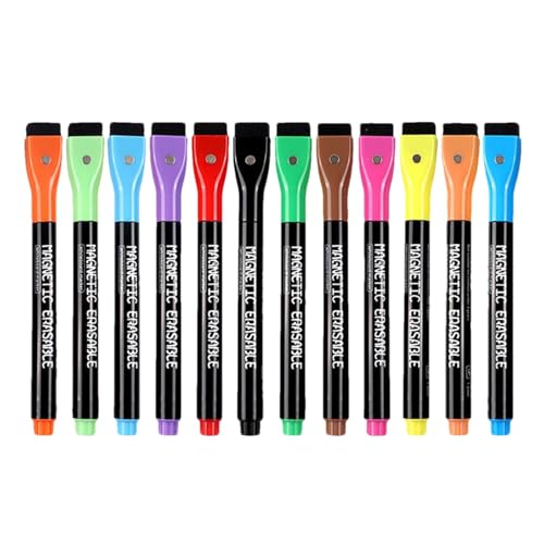 Trocken abwischbare Marker mit feiner Spitze, trocken abwischbare Marker, Whiteboard-Marker, 12 Stück trocken abwischbare Marker, dünne trocken abwischbare Marker für Schulen, Büros von Generic