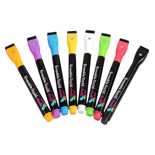 Trockenwischfluoreszierende Marker - flüssiger löschbarer Neon -Schreibstifte, staublose Lackmarkierungen | 8pcs 1mm Slim Point LED LED Light Board Stift Set mit sauberer Löschung Tinte, kreatives Kla Trockenwischfluoreszierende Marker - flüssiger löschbarer Neon -Schreibstifte, staublose Lackmarkierungen | 8pcs 1mm Slim Point LED LED Light Board Stift Set mit sauberer Löschung Tinte, kreatives Kla von Generic