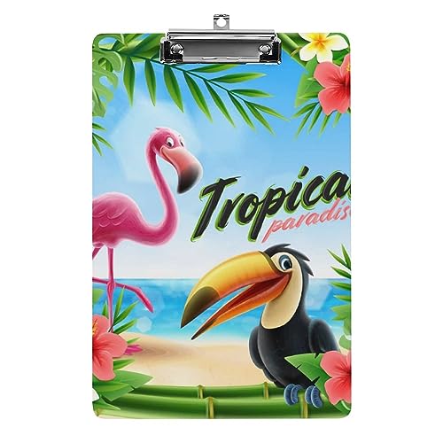 Tropischer Flamingo Klemmbretter A4 Klemmbrettmappe Schreibbrett Zwischenablage Mit Low Profile Clip von Generic