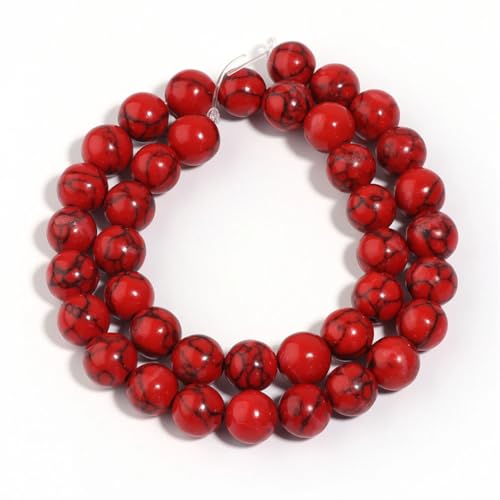 Türkis-Steinperlen, rund, natürliche Edelsteinperlen für selbstgemachte Armbänder, Halsketten, Schmuckherstellung, 10 mm (32 Stück) von Generic