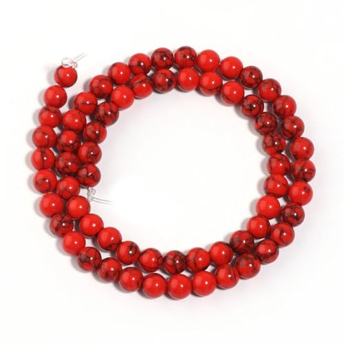 Türkis-Steinperlen, rund, natürliche Edelsteinperlen für selbstgemachte Armbänder, Halsketten, Schmuckherstellung, 6 mm (57 Stück) von Generic