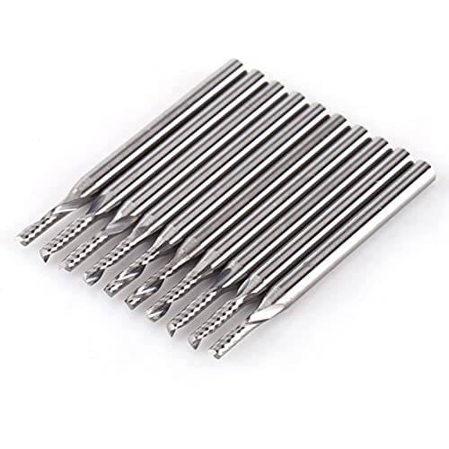 Tungsten -Carbid -Endmühle Einflöte -CNC -Gravurwerkzeuge Hochgenauige Schneidbits für Acrylholz -PVC -MDF -Dichteplatine 10pcs 2mm Kante 3.175 mm Schaft von Generic
