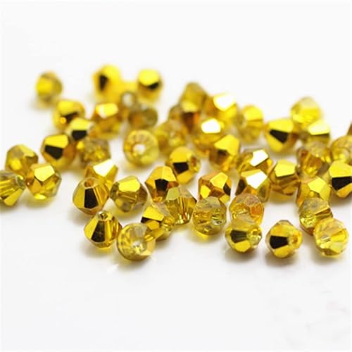 U Pick Colors Doppelkegel-Perlen, facettierte Kristallperlen, Glasperlen, lose Abstandshalter, Perlen für DIY-Schmuckherstellung, 4 mm, 200 Stück (Goldfarben) von Generic