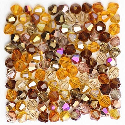 U Pick Colors Doppelkegel-Perlen, facettierte Kristallperlen, Glasperlen, lose Abstandshalter, Perlen für DIY-Schmuckherstellung, 4 mm, 200 Stück (goldfarbig) von Generic