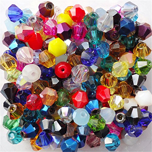 U Pick Colors Doppelkegel-Perlen, facettierte Kristallperlen, Glasperlen, lose Abstandshalter, Perlen für DIY-Schmuckherstellung, gemischt, 200 Stück von Generic