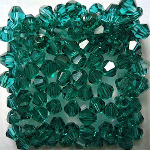 U Pick Colors Doppelkegel-Perlen, facettierte Kristallperlen, Glasperlen, lose Abstandshalter-Perlen für DIY-Schmuckherstellung, 4 mm, 200 Stück (Blaugrün) von Generic