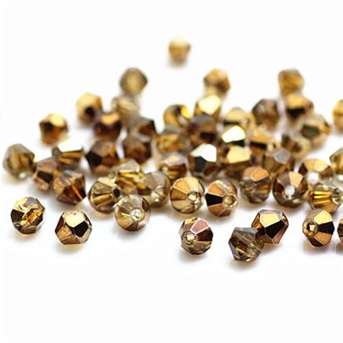 U Pick Colors Doppelkegel-Perlen, facettierte Kristallperlen, Glasperlen, lose Abstandshalter-Perlen für DIY-Schmuckherstellung, 4 mm, 200 Stück (Kaffee) von Generic