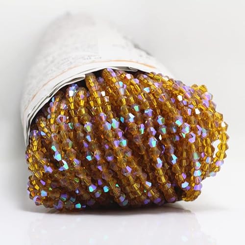 U Pick Colors Doppelkegel-Perlen, facettierte Kristallperlen, Glasperlen, lose Abstandshalter-Perlen für DIY-Schmuckherstellung, 4 mm, 200 Stück (Kaffee-Halbab) von Generic