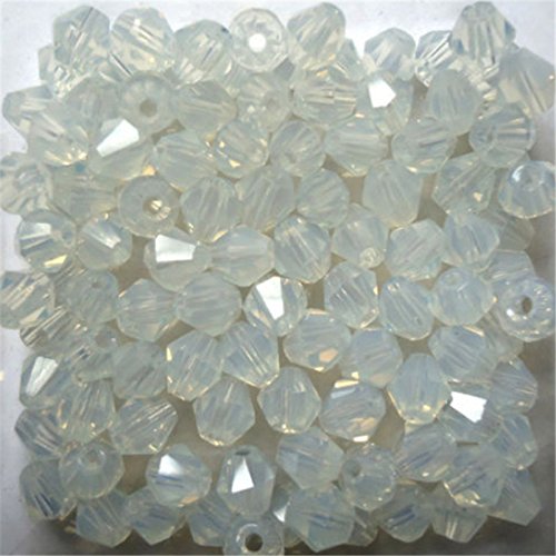 U Pick Colors Doppelkegel-Perlen, facettierte Kristallperlen, Glasperlen, lose Abstandshalter-Perlen für DIY-Schmuckherstellung, 4 mm, 200 Stück (Milchweiß) von Generic