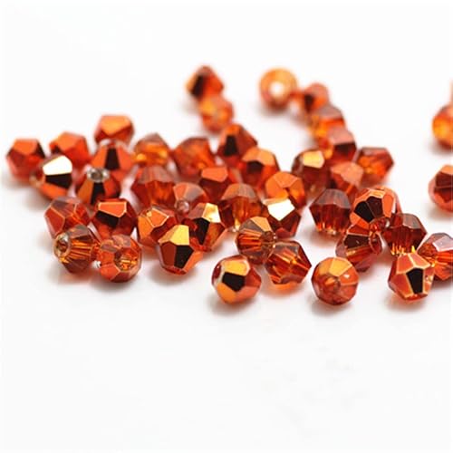 U Pick Colors Doppelkegel-Perlen, facettierte Kristallperlen, Glasperlen, lose Abstandshalter-Perlen für DIY-Schmuckherstellung, 4 mm, 200 Stück (Ran Orange) von Generic