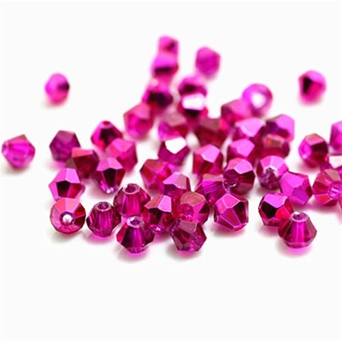 U Pick Colors Doppelkegel-Perlen, facettierte Kristallperlen, Glasperlen, lose Abstandshalter-Perlen für DIY-Schmuckherstellung, 4 mm, 200 Stück (Ran Rose) von Generic