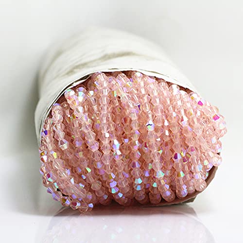 U Pick Colors Doppelkegel-Perlen, facettierte Kristallperlen, Glasperlen, lose Abstandshalter-Perlen für DIY-Schmuckherstellung, 4 mm, 200 Stück (Rosa halb ab) von Generic