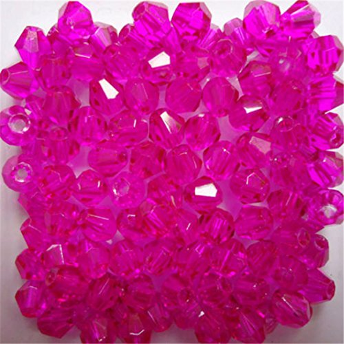 U Pick Colors Doppelkegel-Perlen, facettierte Kristallperlen, Glasperlen, lose Abstandshalter-Perlen für DIY-Schmuckherstellung, 4 mm, 200 Stück (Rose) von Generic