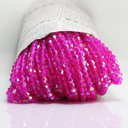 U Pick Colors Doppelkegel-Perlen, facettierte Kristallperlen, Glasperlen, lose Abstandshalter-Perlen für DIY-Schmuckherstellung, 4 mm, 200 Stück (Rose halb ab) von Generic