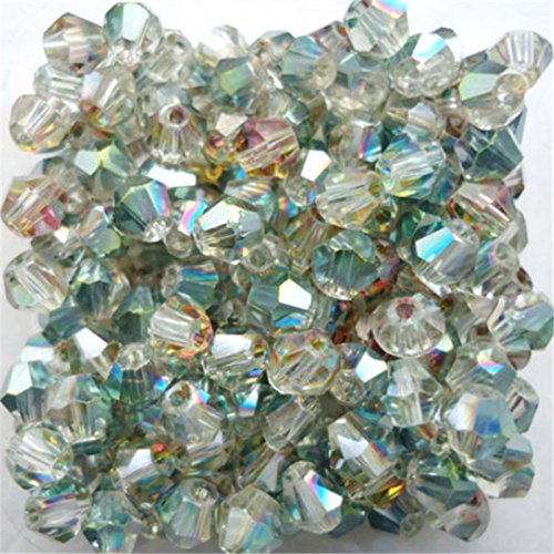 U Pick Colors Doppelkegel-Perlen, facettierte Kristallperlen, Glasperlen, lose Abstandshalter-Perlen für DIY-Schmuckherstellung, 4 mm, 200 Stück (Rosegrün) von Generic