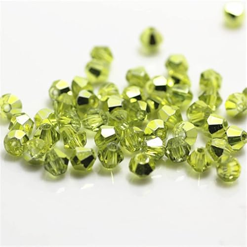 U Pick Colors Doppelkegel-Perlen, facettierte Kristallperlen, Glasperlen, lose Abstandshalter-Perlen für DIY-Schmuckherstellung, 4 mm, 200 Stück (gelb) von Generic