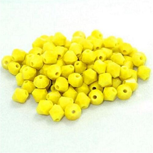 U Pick Colors Doppelkegel-Perlen, facettierte Kristallperlen, Glasperlen, lose Abstandshalter-Perlen für DIY-Schmuckherstellung, 4 mm, 200 Stück (massives Gelb) von Generic
