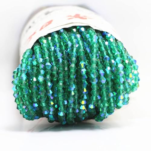 U Pick Colors Doppelkegel-Perlen, facettierte Kristallperlen, Glasperlen, lose Abstandshalter-Perlen für DIY-Schmuckherstellung, 4 mm, Blau, Grün, 200 Stück von Generic