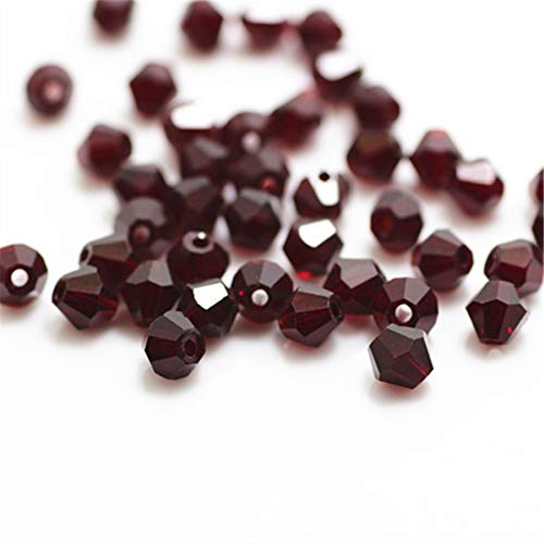 U Pick Colors Doppelkegel-Perlen, facettierte Kristallperlen, Glasperlen, lose Abstandshalter-Perlen für DIY-Schmuckherstellung, 4 mm, Dunkelrot, 200 Stück von Generic