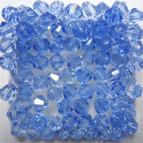 U Pick Colors Doppelkegel-Perlen, facettierte Kristallperlen, Glasperlen, lose Abstandshalter-Perlen für DIY-Schmuckherstellung, 4 mm, Hellblau, 200 Stück von Generic