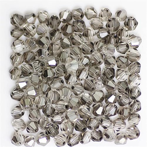 U Pick Colors Doppelkegel-Perlen, facettierte Kristallperlen, Glasperlen, lose Abstandshalter für DIY-Schmuckherstellung, 4 mm, Grau, 200 Stück von Generic