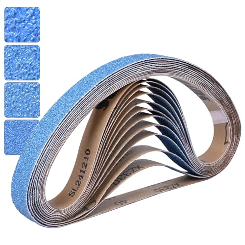 UMXIUO Schleifband 25 x 762 mm, 12 Stück Schleifbänder Zirkonkorund Körnung 40/60/80/120 für Bandschleifer Holz & Metall, Mix Set Schleifpapier von Generic