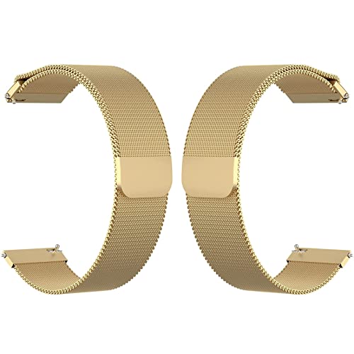 Uhrenarmband Aus Metallgitter， Magnetverschluss-Ersatzband Milan Schnellverschluss-Armbänder Für Männer Frauen 10 14 16 18 20 22 24MM Stollenbreite 2St (Color : Gold, Size : 10MM) von Generic