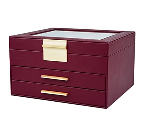 Uhrenvitrine, Schmuckschatulle in Schubladenform mit transparenter Glasabdeckung, Aufbewahrungsbox für Halsketten, Uhren und Ohrringe, Schmuck aus Leder, Herrenuhrenbox Uhrenvitrine, Schmuckschatulle in Schubladenform mit transparenter Glasabdeckung, Aufbewahrungsbox für Halsketten, Uhren und Ohrringe, Schmuck aus Leder, Herrenuhrenbox von Generic