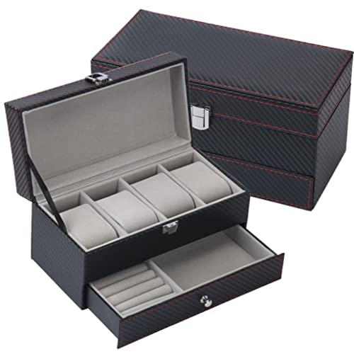 Uhrenvitrine, Schubladentyp 4 Schlitze Uhrenbox Ohrringe Armband Uhr Schmuckschatulle Schmuckaufbewahrungsbox Herrenuhrenbox Uhrenvitrine, Schubladentyp 4 Schlitze Uhrenbox Ohrringe Armband Uhr Schmuckschatulle Schmuckaufbewahrungsbox Herrenuhrenbox von Generic