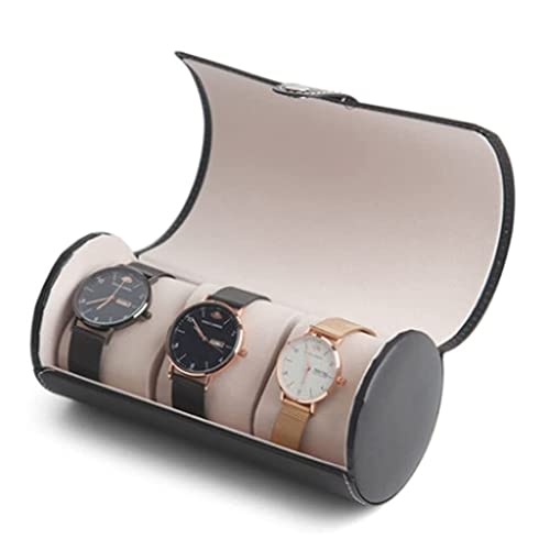 Uhrenvitrine, Uhrenbox 9 cm lang 19,5 cm hoch, Herren- oder Dahr Mechanische Quarzuhr Leder Schwarz Zylinder Aufbewahrungsbox Schmuckschatulle Herrenuhrenbox Uhrenvitrine, Uhrenbox 9 cm lang 19,5 cm hoch, Herren- oder Dahr Mechanische Quarzuhr Leder Schwarz Zylinder Aufbewahrungsbox Schmuckschatulle Herrenuhrenbox von Generic