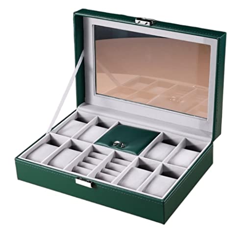 Uhrenvitrine, Uhrenbox mit 8 Fächern, Schmuckschatulle aus Leder, Uhren-Organizer für Uhrenringe und Armbänder, Herrenuhrenbox Uhrenvitrine, Uhrenbox mit 8 Fächern, Schmuckschatulle aus Leder, Uhren-Organizer für Uhrenringe und Armbänder, Herrenuhrenbox von Generic