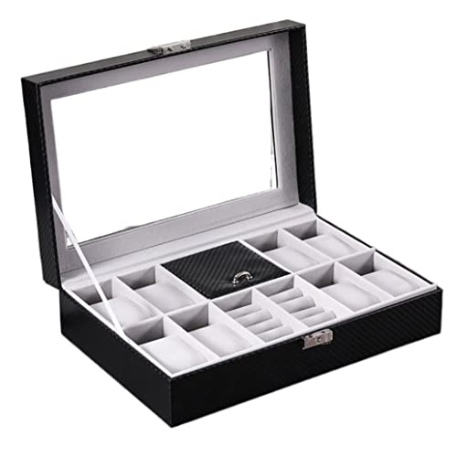 Uhrenvitrine, Uhrenbox mit 8 Fächern, Schmuckschatulle für Herrenringe, Uhrenvitrine, Aufbewahrungsbox, Uhrenaufbewahrungs-Organizer, Herrenuhrenbox Uhrenvitrine, Uhrenbox mit 8 Fächern, Schmuckschatulle für Herrenringe, Uhrenvitrine, Aufbewahrungsbox, Uhrenaufbewahrungs-Organizer, Herrenuhrenbox von Generic