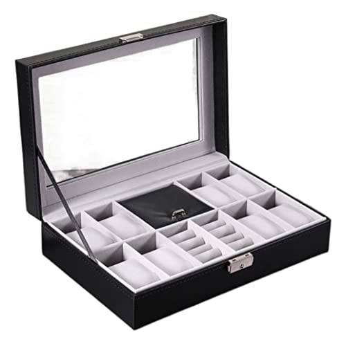 Uhrenvitrine, Uhrenbox mit 8 Fächern, Schmuckschatulle für Herrenringe, Uhrenvitrine, Aufbewahrungsbox, Uhrenaufbewahrungs-Organizer, Herrenuhrenbox Uhrenvitrine, Uhrenbox mit 8 Fächern, Schmuckschatulle für Herrenringe, Uhrenvitrine, Aufbewahrungsbox, Uhrenaufbewahrungs-Organizer, Herrenuhrenbox von Generic