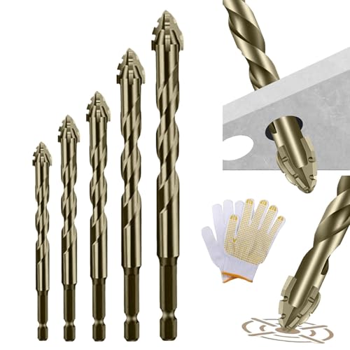 Ultra Hard Alloy Drill Bit Kit - 4 Tooth High Strength Eccentric Drills Bit Set, Four-Flute Eccentric Drill Bits for Concrete, Glass, Tile, Wood (4+6+8+10+12mm) von Generic