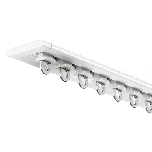 Ultradünne Vorhangschienen Deckenmontage, Aluminium-Vorhangschiene-Set, Gardinenstange Für Erkerfenster, Raumteiler, Schlafzimmer(White,1.8m(2 * 90cm)) von Generic