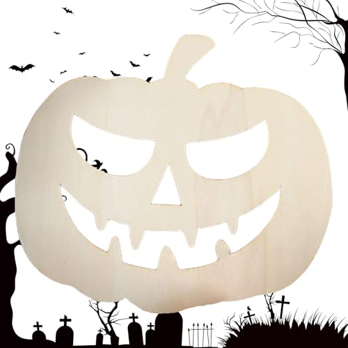 Unfertiges Holz-Kürbisschild, Halloween- aus Holz - Handbemaltes -Holzschild für Halloween | Saisonale Harvest Festival Dekoration für den Innenbereich von Generic