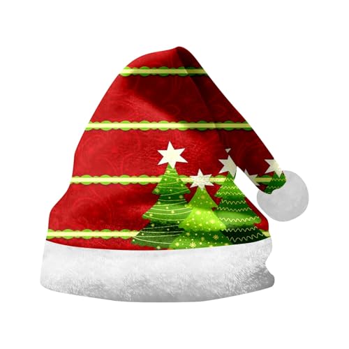 Unisex Weihnachtsmütze mit Festdruck für Partys Doppellagige Fleece Wintermütze Männer Frauen (Brick Red #3, M) von Generic