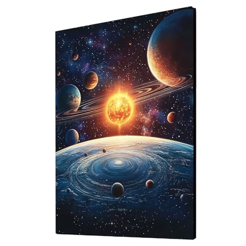 Universum Malen Nach Zahlen Erwachsene Sternenhimmel Malen Nach Zahlen 80x60cm DIY Basteln Erwachsene Klarheit Farbe Leinwan Bilder mit Acrylfarben Set 3 Typen Pinsel für Wanddeko Wohnzimmer 2YH-4616 von Generic