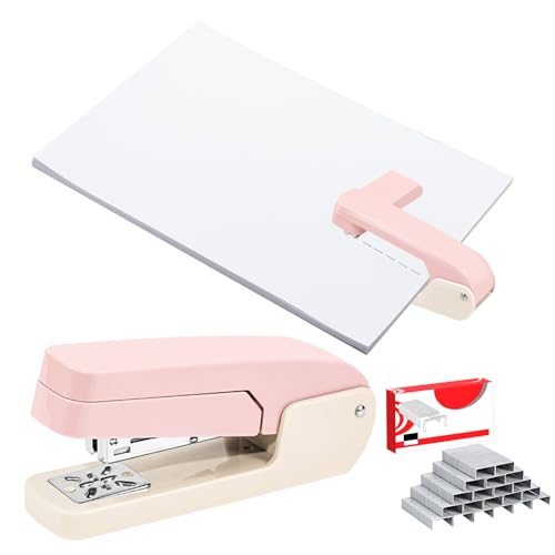 Upgrade Bürohefter, 25 Blatt Kapazität mit 1000 Heftklammern, Desktop-Hefter, Bürobedarf für Studenten und Büroangestellte (360° drehbar, Rosa) von Generic