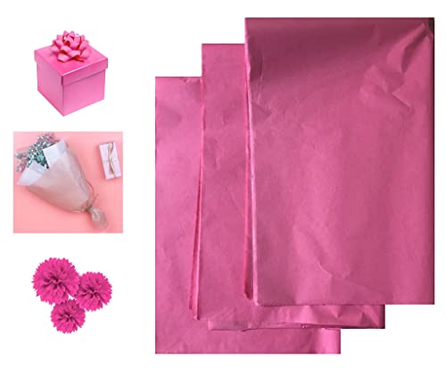 VEZODEK Seidenpapier Verpackungsmaterial zum Verpacken | 30 Blatt 50x75 cm für Blumen, Hochzeiten, Geschenktüten, Kunsthandwerk, Weihnachten, Pompons (Rosa, 30 Blatt 50x75cm) von Generic