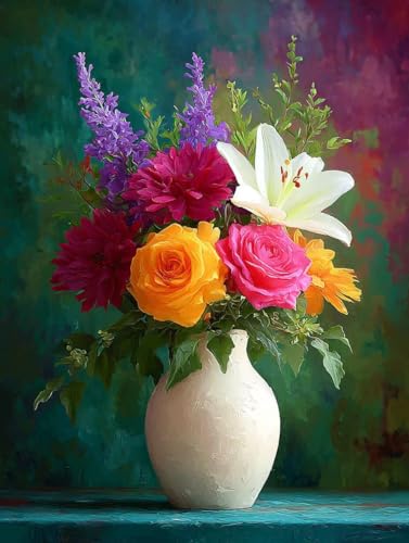 Vase Diamond Painting Erwachsene, Diamond Painting Blume Muster Design, 5D DIY Full Eckige Drill Diamant Crystal Art Mosaik Bastelset Erwachsene für Zimmer Deko Wohnzimmer 20 x 30 cm -wyl2506TQ von Generic