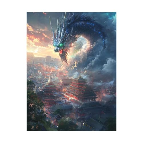 Verbotene Stadt Malen Nach Zahlen Erwachsene Drachen Malen Nach Zahlen 135 x 100cm DIY Basteln Erwachsene Klarheit Farbe Leinwan Bilder mit Acrylfarben Set 3 Typen Pinsel für Deko Wohnzimmer 2YH-14335 von Generic