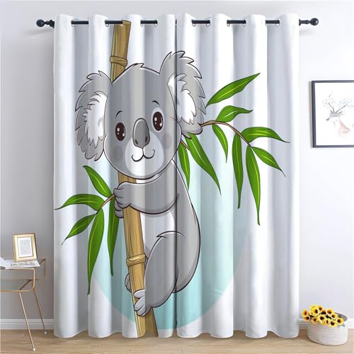 Verdunkelungsvorhänge H245 x B280 cm, Cartoon Tier Koala Thermo Isoliert Lärmminderung Vorhänge, Polyester Anti Fade Hellfarben Vorhange für Schlafzimmer Wohnzimmer Kinderzimmer Verdunkelungsvorhänge H245 x B280 cm, Cartoon Tier Koala Thermo Isoliert Lärmminderung Vorhänge, Polyester Anti Fade Hellfarben Vorhange für Schlafzimmer Wohnzimmer Kinderzimmer von Generic