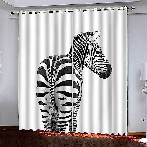 Verdunkelungsvorhang 3D Weißes Tier Zebra 2 X 140 X 250 Cm Blickdichte Gardinen -Lichtundurchlässige Vorhänge Mit Ösen Für Schlafzimmer Kinderzimmer Geräuschreduzierung 2Er Set - Vorhang Fü -7R3V5T7Z8 von Generic