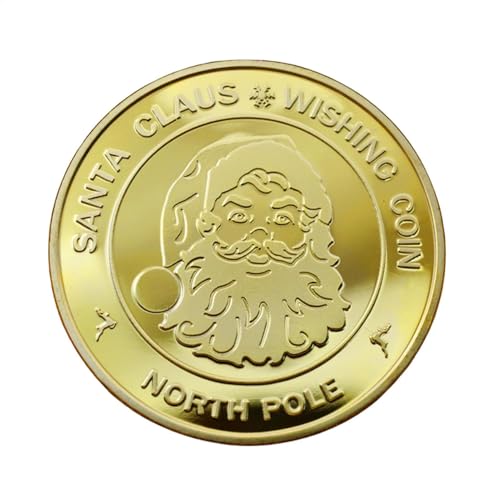 Vergoldete Weihnachtsmünze des Weihnachtsmanns – Weihnachtsmann-Wunschmünze | individuelle Sammlerstücke mit Weihnachtsmannmünzen, Weihnachtsmünzen aus Legierung, Geschenk von Generic