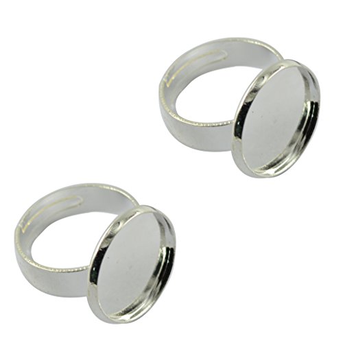 Verstellbarer, runder Cabochon-Lünettenring, silber-weiß, 16 mm, 2 Stück Verstellbarer, runder Cabochon-Lünettenring, silber-weiß, 16 mm, 2 Stück von Generic