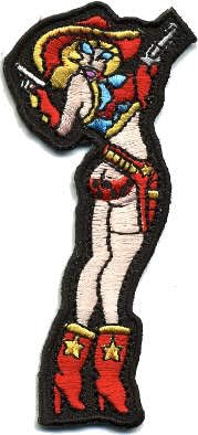 Vintage Cowgirl Pin-Up Aufnäher zum Aufbügeln, Rot und Schwarz, 8,9 cm von Generic