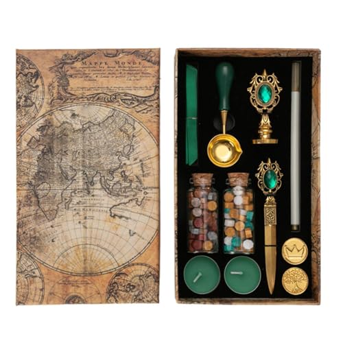 Vintage Einbrennmalerei Set - Versiegelungsset Einbrennmalerei für Stempel, tragbares Einbrennmalwachs | Stempelset mit auswechselbaren Stempeln für Geschenkpapier, von Generic